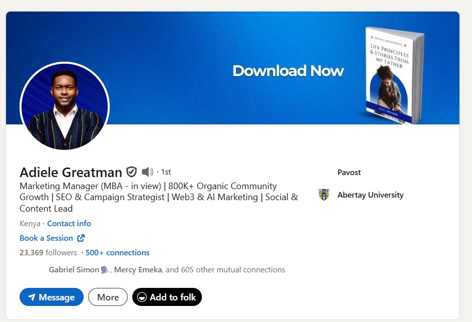 Before — LinkedIn profile before optimisation