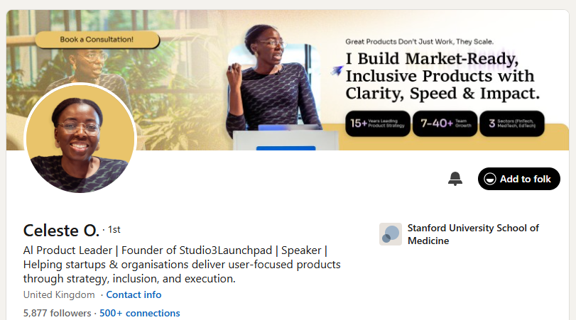 After — LinkedIn profile after The Precious Touch