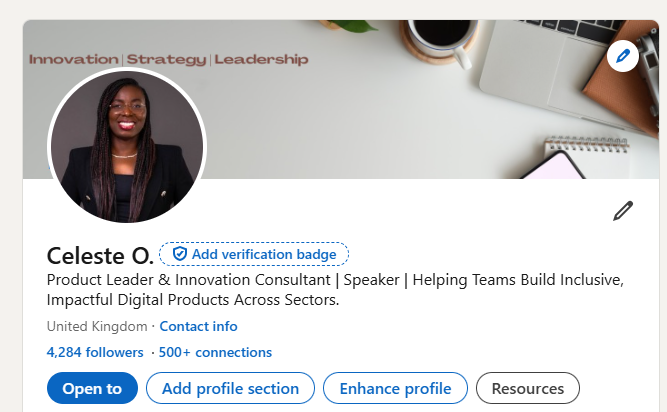 Before — LinkedIn profile before optimisation