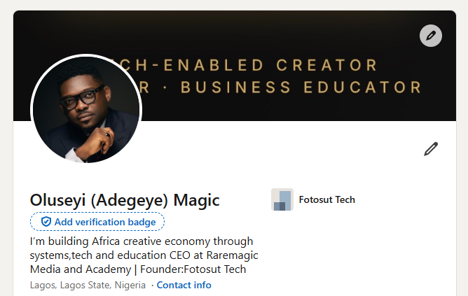 Before — LinkedIn profile before optimisation
